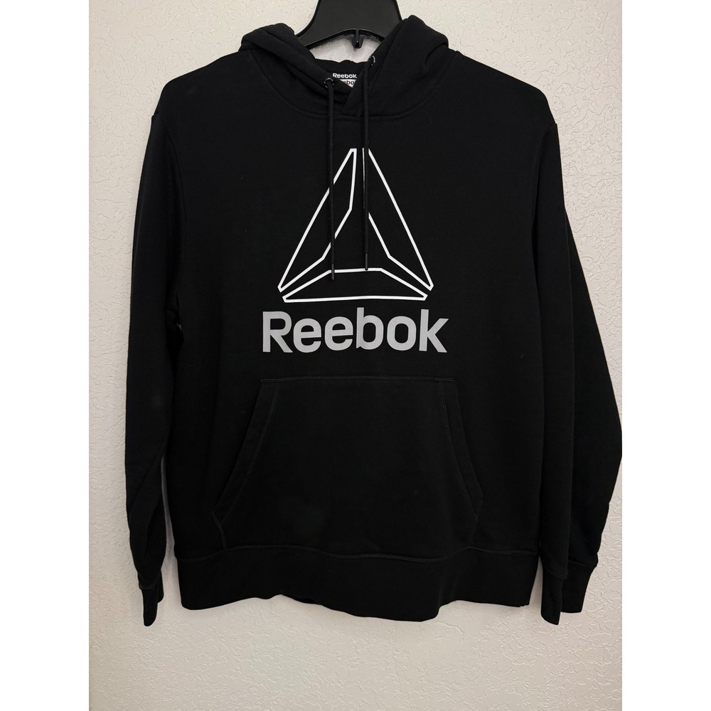 Reebok Mens Delta Logo Pullover Hoodie Black Large